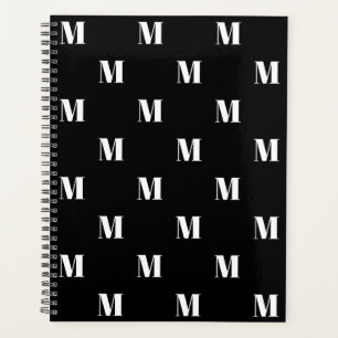Agenda Patrón inicial de personalizado blanco negro monog