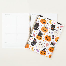 Agenda Patrón Kawaii de Halloween con Calabazas Adorables