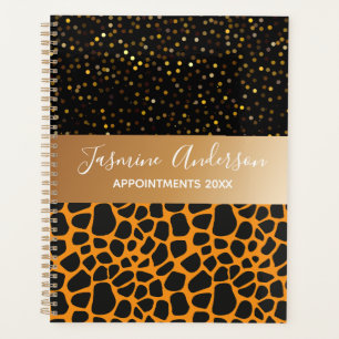Agenda Patrón leopardo negro Purpurina de oro 2024
