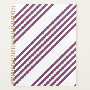 Agenda Patrón malva morado y blanco de cinco rayas