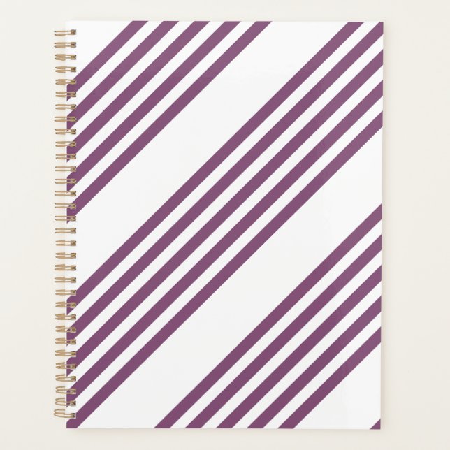 Agenda Patrón malva morado y blanco de cinco rayas (Anverso)