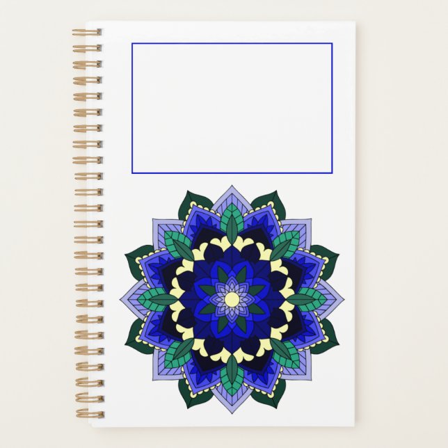 Agenda Patrón Mandala 02 en azul oscuro (Anverso)
