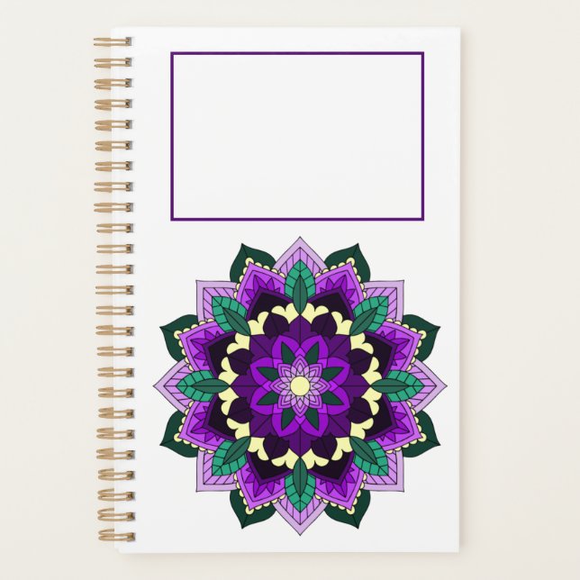 Agenda Patrón Mandala 02 en morado (Anverso)