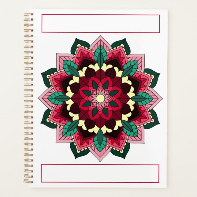 Agenda Patrón Mandala 02 en rosa profundo (Anverso)