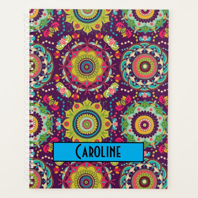 Agenda Patrón Mandala Retro Personalizado (Anverso)