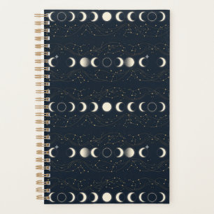 Agenda Patrón minimalista de fases lunares con estrellas