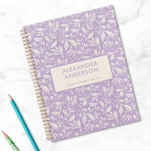 Agenda Patrón Mínimo Violeta De Hojas Botánicas Swirls