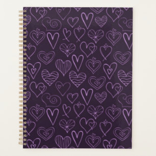 Agenda Patrón moderno de corazón morado oscuro