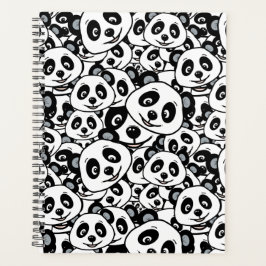 Agenda Patrón moderno de oso panda lindo en blanco y negr