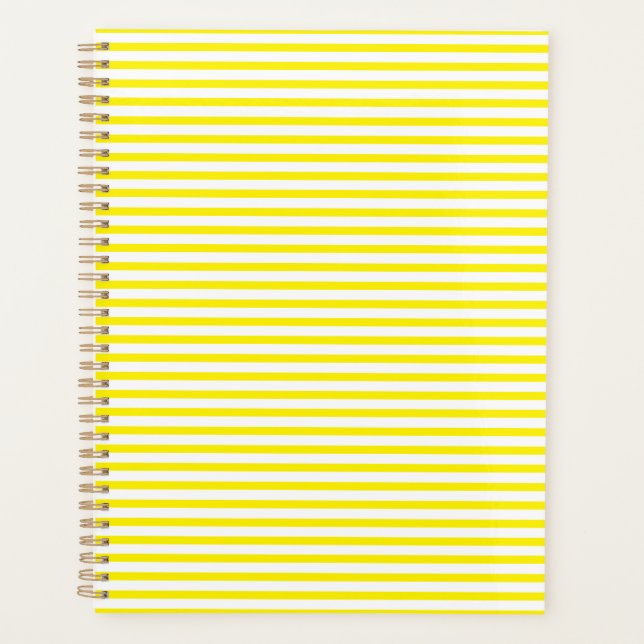 Agenda Patrón moderno de rayas amarillas y blancas lindas (Anverso)