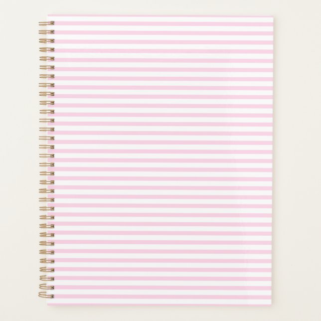 Agenda Patrón moderno de rayas blancas rosa claro lindo (Anverso)