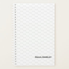 Agenda Patrón moderno monograma de gris blanco simple