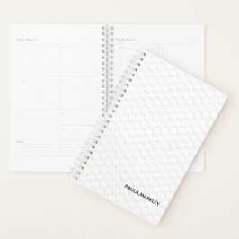 Agenda Patrón moderno monograma de gris blanco simple