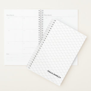 Agenda Patrón moderno monograma de gris blanco simple