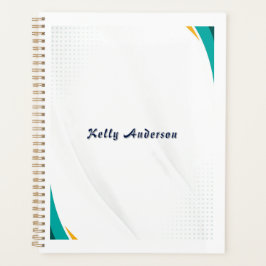 Agenda Patrón moderno verde y amarillo con Rótulo Persona