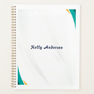 Agenda Patrón moderno verde y amarillo con Rótulo Persona
