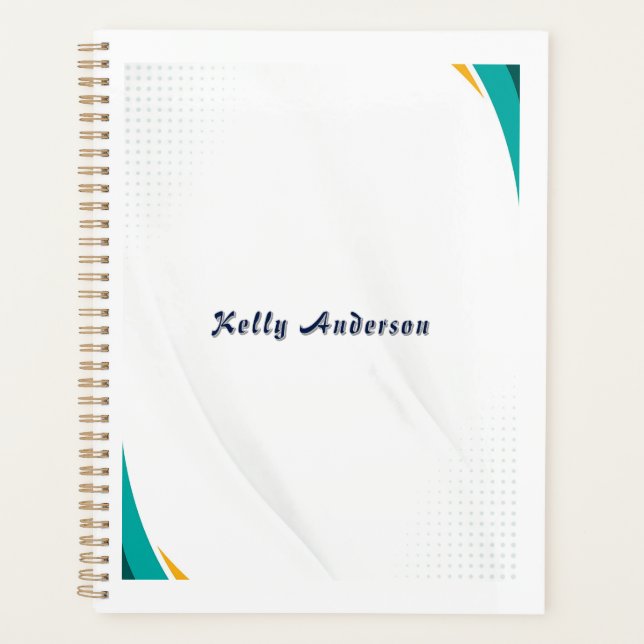 Agenda Patrón moderno verde y amarillo con Rótulo Persona (Anverso)