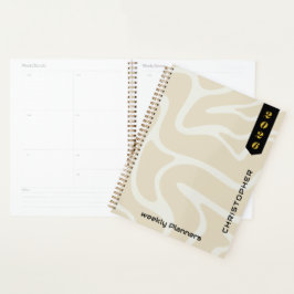Agenda Patrón Orgánico Crema Beige con Letra Personalizad