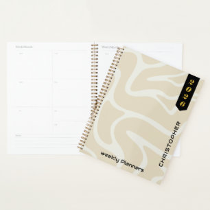 Agenda Patrón Orgánico Crema Beige con Letra Personalizad