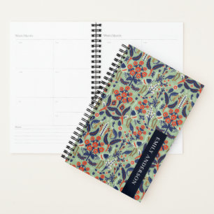 Agenda Patrón Ornate Verde azulado de pavo real floral c