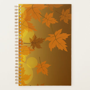 Agenda Patrón otoñal con hojas de arce en caída y bokeh