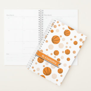 Agenda Patrón personalizado de baloncesto en blanco