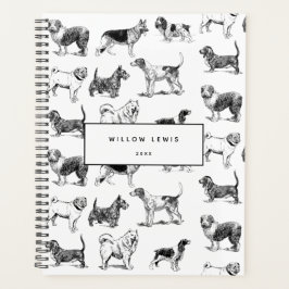 Agenda Patrón personalizado de perros de color blanco y n