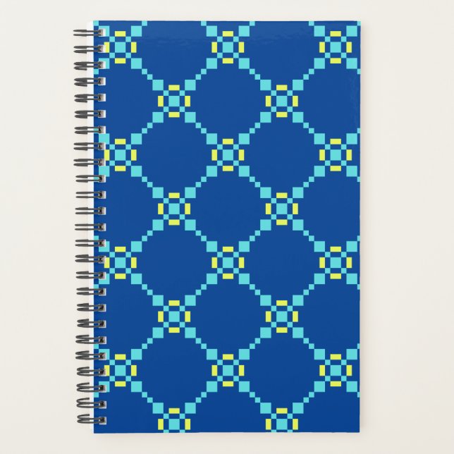 Agenda Patrón Pixelado Azul y Amarillo (Anverso)