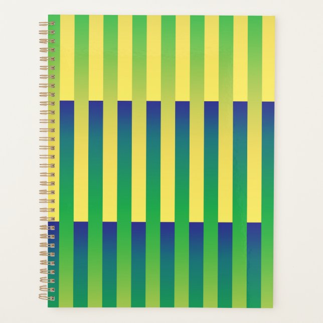 Agenda Patrón rayado azul amarillo verde (Anverso)