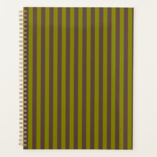 Agenda Patrón rayado en color marrón chocolate y verde ol