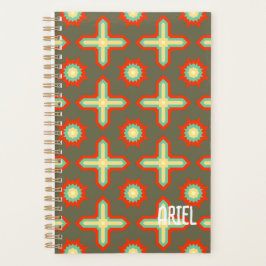 Agenda Patrón retro abstracto personalizado