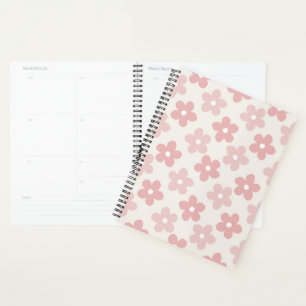Agenda Patrón retro de las flores de margarita rosadas