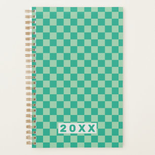 Agenda Patrón Retro de Tablero de Ajedrez Verde Selva 202