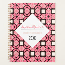 Agenda Patrón retro elegante rosa y negro