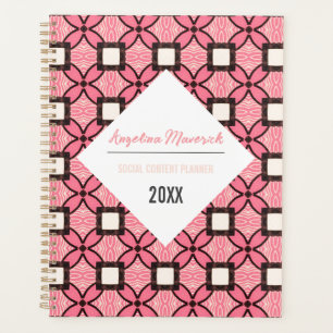 Agenda Patrón retro elegante rosa y negro