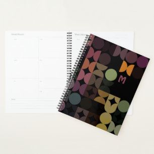 Agenda Patrón retro negro verde verde azul personalizado 