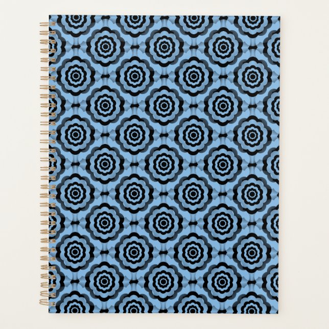 Agenda Patrón sin foco de flor azul negro (Anverso)