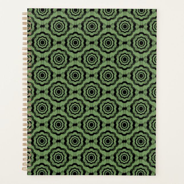 Agenda Patrón sin foco de flor negro verde (Anverso)