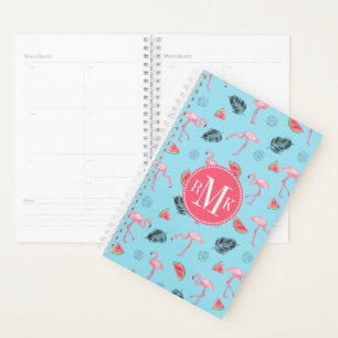 Agenda Patrón trendy de flamenco tropical y sandía