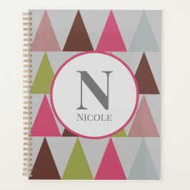 Agenda Patrón triangular multicolor con nombre inicial