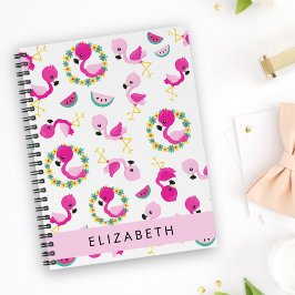 Agenda Patrón tropical, flamencos, flores, tu nombre