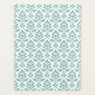 Agenda Patrón Verde azulado de Feuille Damask