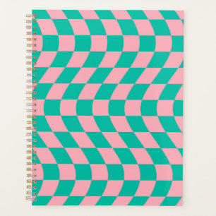 Agenda Patrón verde rosado del tablero de cheques retro