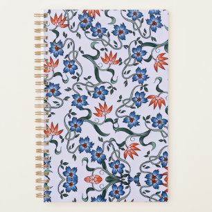 Agenda Patrones florales azules vibrantes con enredaderas