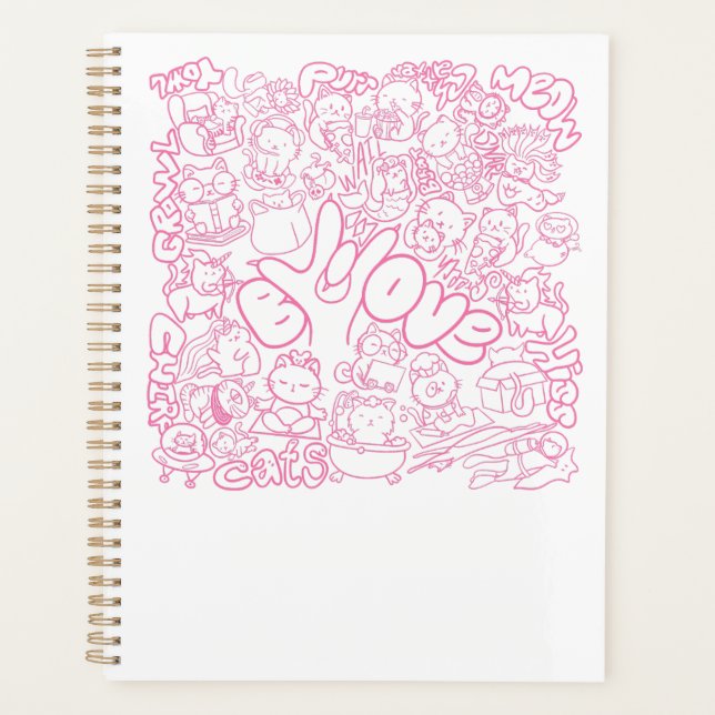 Agenda Patten de gato con signo ASL ILY - Diseño ASL (Anverso)