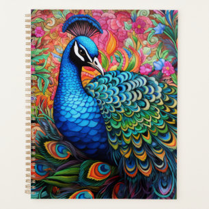 Agenda Pavo real con flores