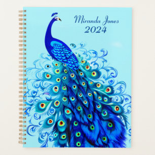 Agenda Pavo real en turquesa, azul cobalto y agua