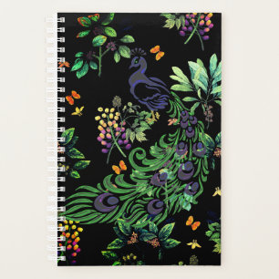 Agenda Pavo real ornamentado y floral vintage