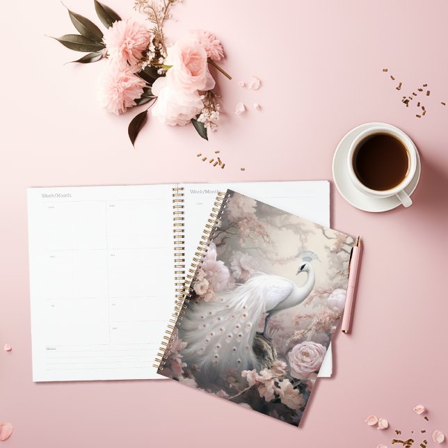 Agenda Pavo Real Romántico y Flores Rosa Rubor (Subido por el creador)