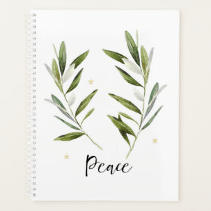 Agenda PAZ, hoja de oliva, Navidades, vacaciones, acuarel